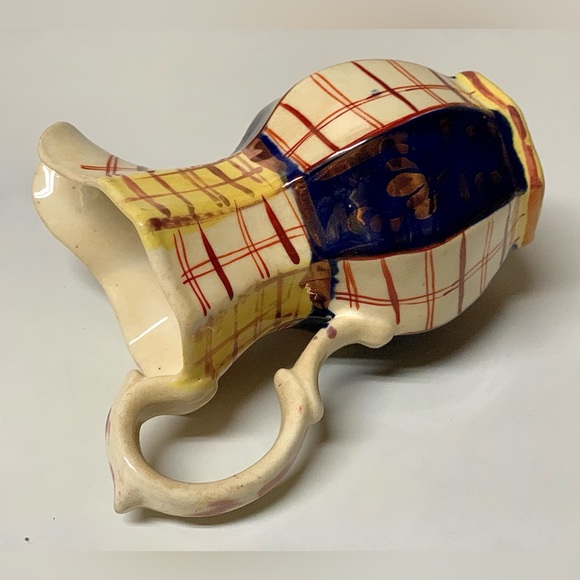 19th Century Gaudy Welsh Unrecorded Pattern Plaid Check Jug Handled Pitcher - Picture 8 of 16